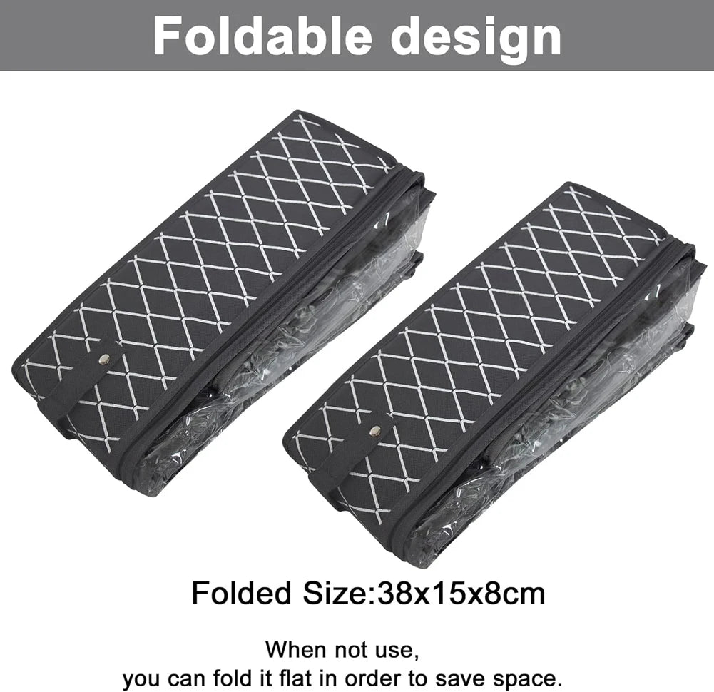 Foldable Under Bed Shoe Storage Organizer Dustproof Non Woven Storage Box with Clear Window Space Saving Shoes Organizer - Fields Of Fitness