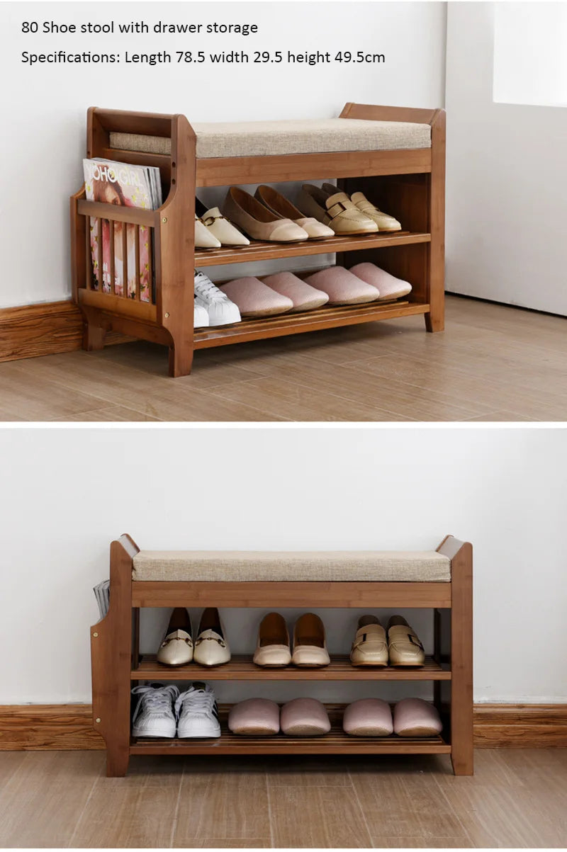 Shoe Storage Rack Bench With Double Layer Cushion Seat Living Room Shoe Organizer Entryway Storage Hallway Furniture Shoe Stool - Fields Of Fitness