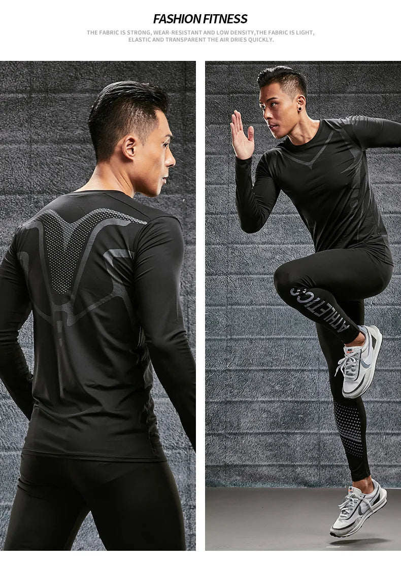 Quick Drying Tight Fitting Suit For Men'S Long Sleeved Sports Cycling Top, Running, Fitness, Football Training, Basketball Shirt - Fields Of Fitness