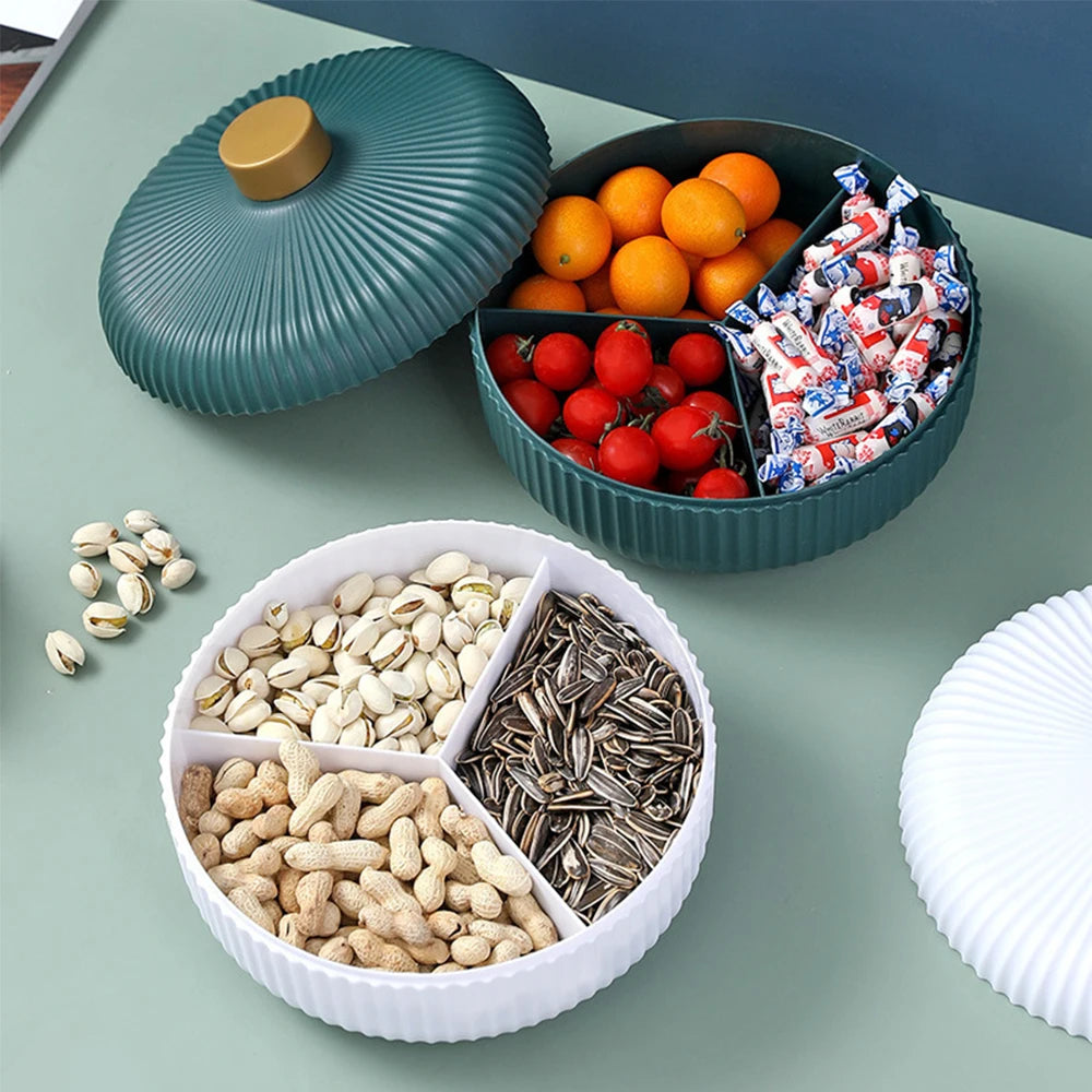 Food Platter Food Storage Tray with Lid 4 Compartment Snack Dried Fruit Candy Nut Serving Plates Tray - Fields Of Fitness