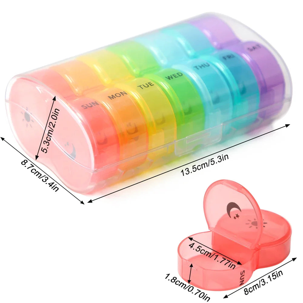 Weekly Pill Organizer 2 Times A Day, 7 Day Pill Box Daily Am Pm Pill Organizer, Portable Case for Fish Oils, Vitamin, Supplement - Fields Of Fitness