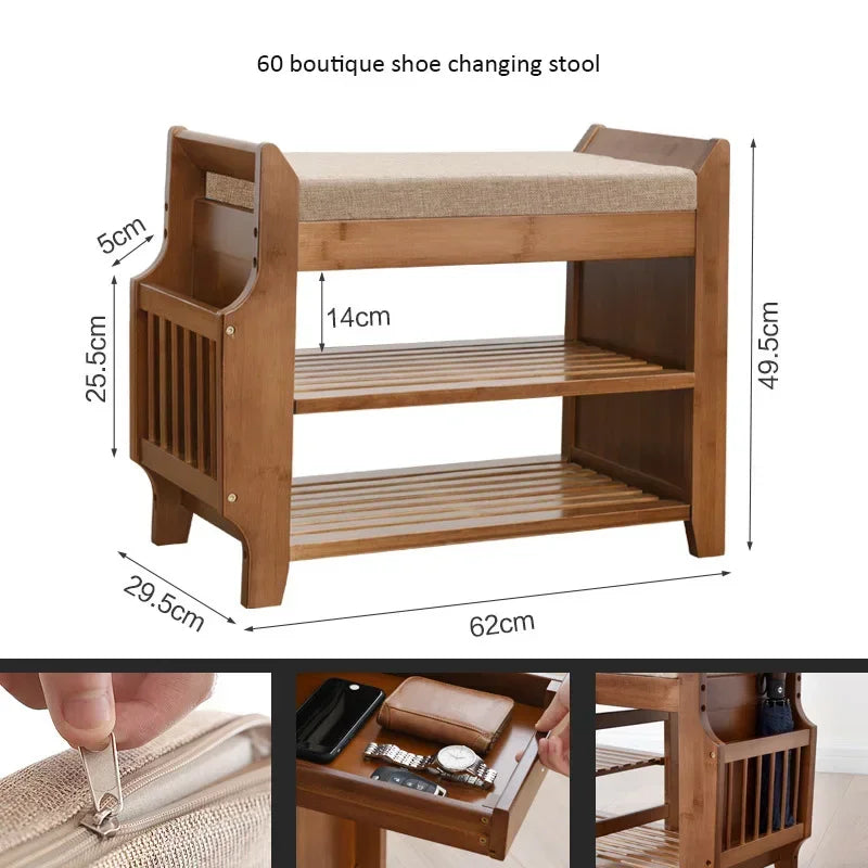 Shoe Storage Rack Bench With Double Layer Cushion Seat Living Room Shoe Organizer Entryway Storage Hallway Furniture Shoe Stool - Fields Of Fitness