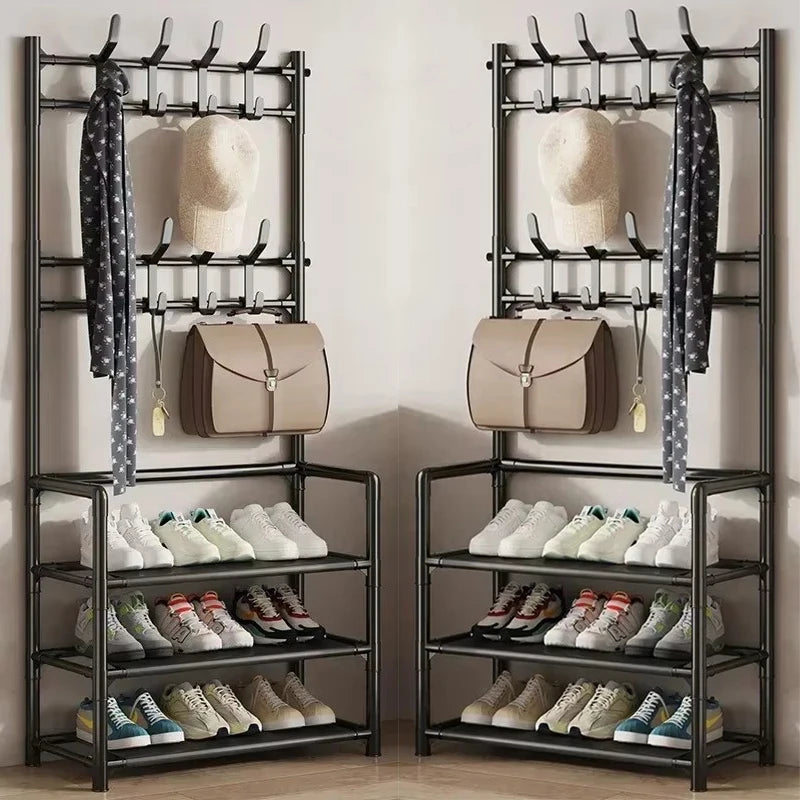 Clothes Hanger Multi-Layer Shoe Rack Doorway DIY Hat And Shoes Shelf Simple Floor-Standing Living Room Organizer Storage Racks - Fields Of Fitness