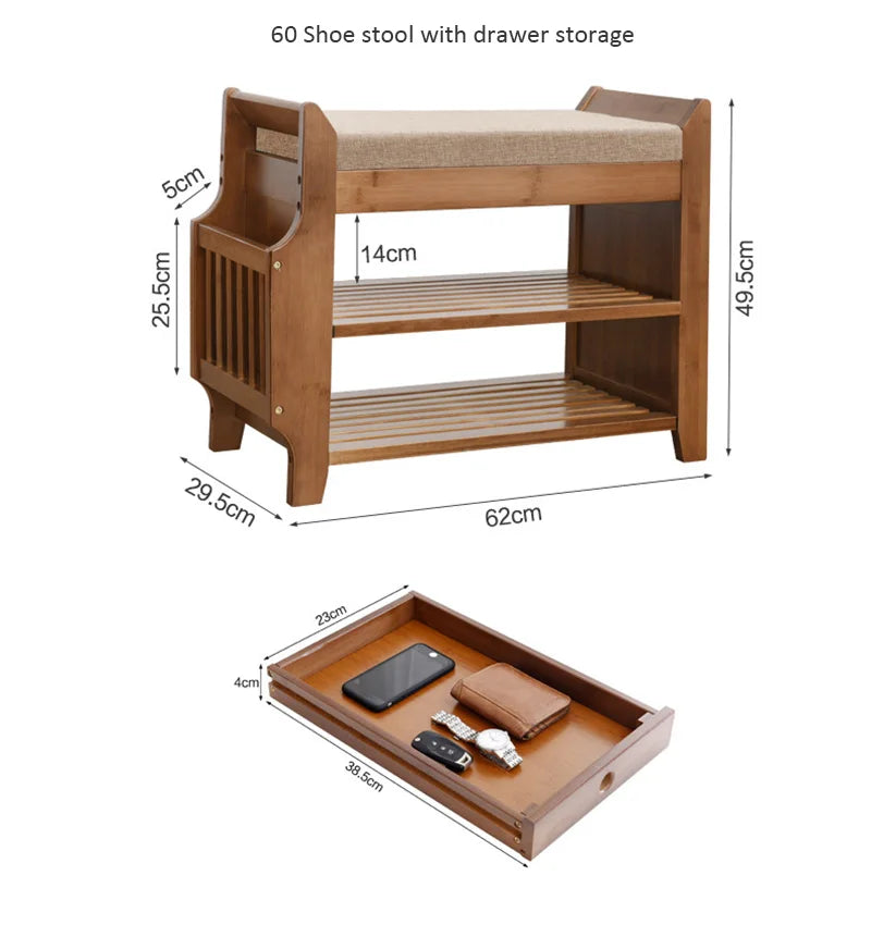 Shoe Storage Rack Bench With Double Layer Cushion Seat Living Room Shoe Organizer Entryway Storage Hallway Furniture Shoe Stool - Fields Of Fitness