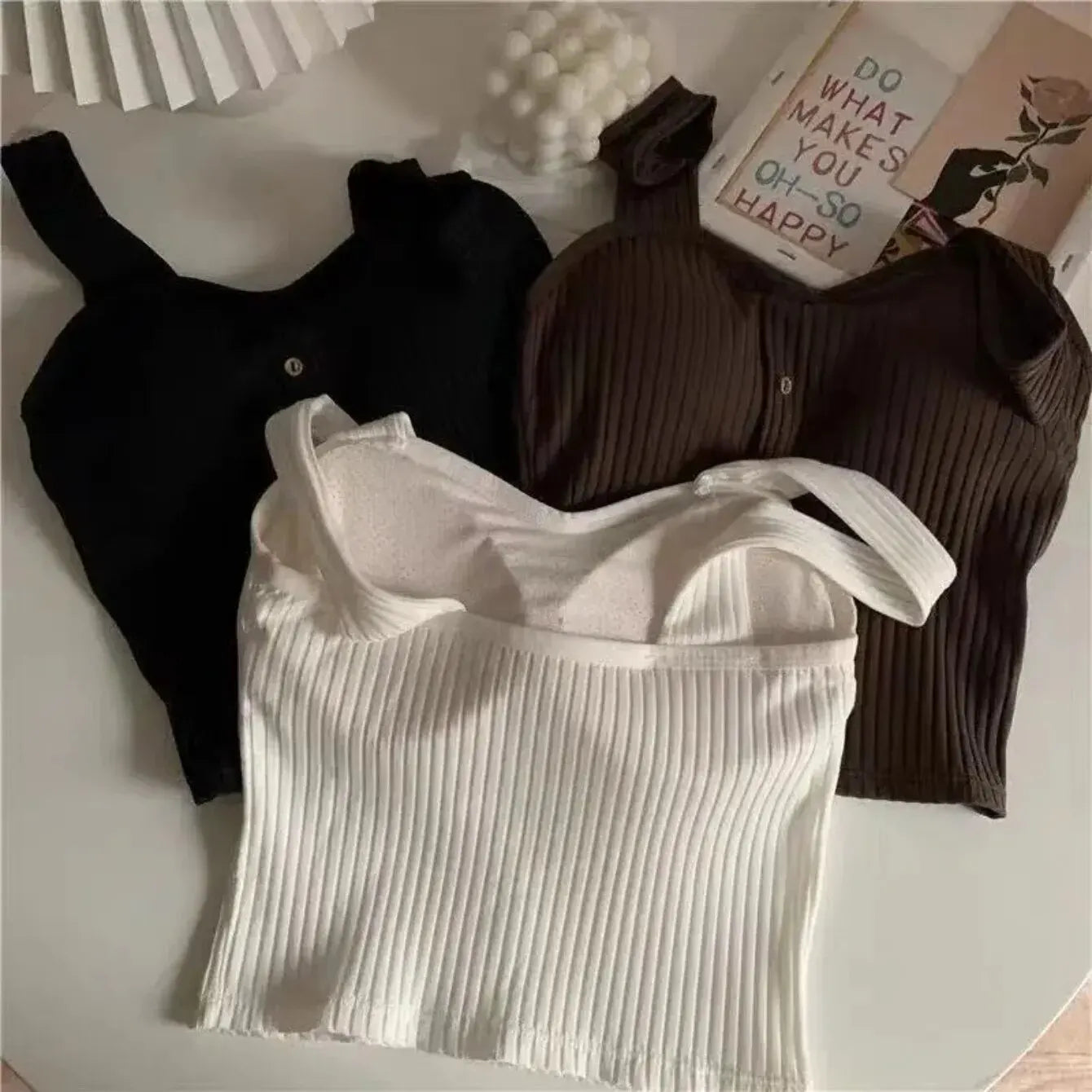 Women's Y2K Cropped Tops with Bra Pads Summer Corset Korean Suspenders Vest Sexy Camisole Slim New - Fields Of Fitness