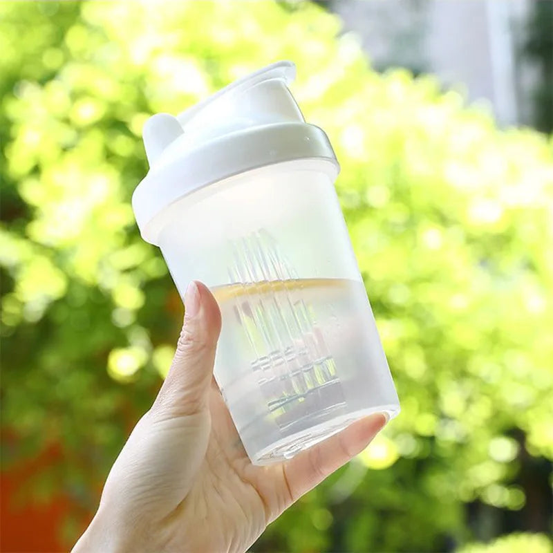 400ML Portable Protein Powder Shaker Bottle Leak Proof Water Bottle for Gym Fitness Training Sport Shaker Mixing Cup with Scale - Fields Of Fitness