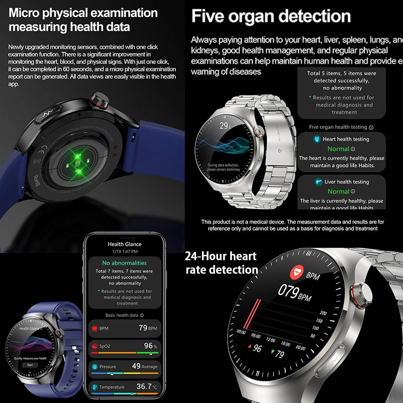 2025 New Nursing Grade Smart Watch Blood oxygen Blood Lipid Uric Acid ECG+PPG Body Temperature Bluetooth Call Health Smartwatch - Fields Of Fitness