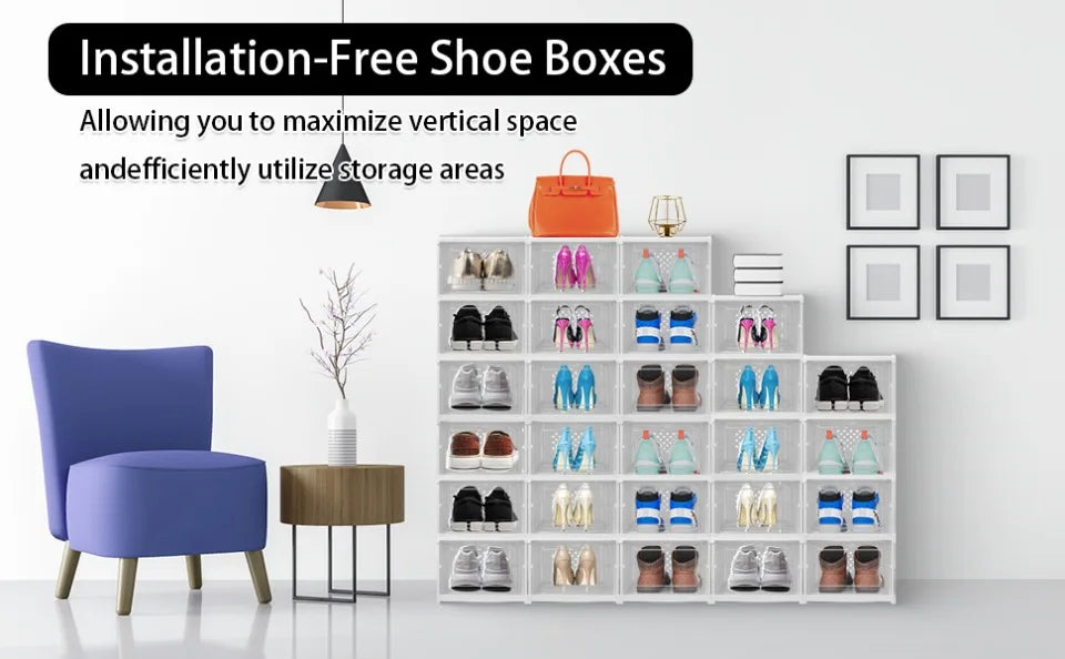 Foldable Shoe Box Transparent Dustproof Footwear Organizers With Cover Hall Stackable Shoes Cabinet Closet Sneakers Storage Rack - Fields Of Fitness