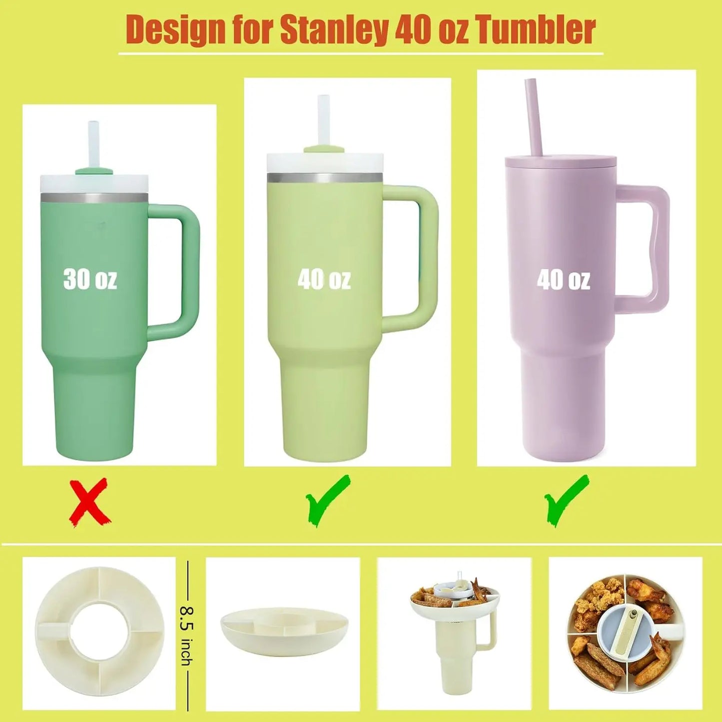 Snack Bowl for Stanley 40 oz Tumbler with Handle, Stanley Cup Accessories Snack Tray - Fields Of Fitness