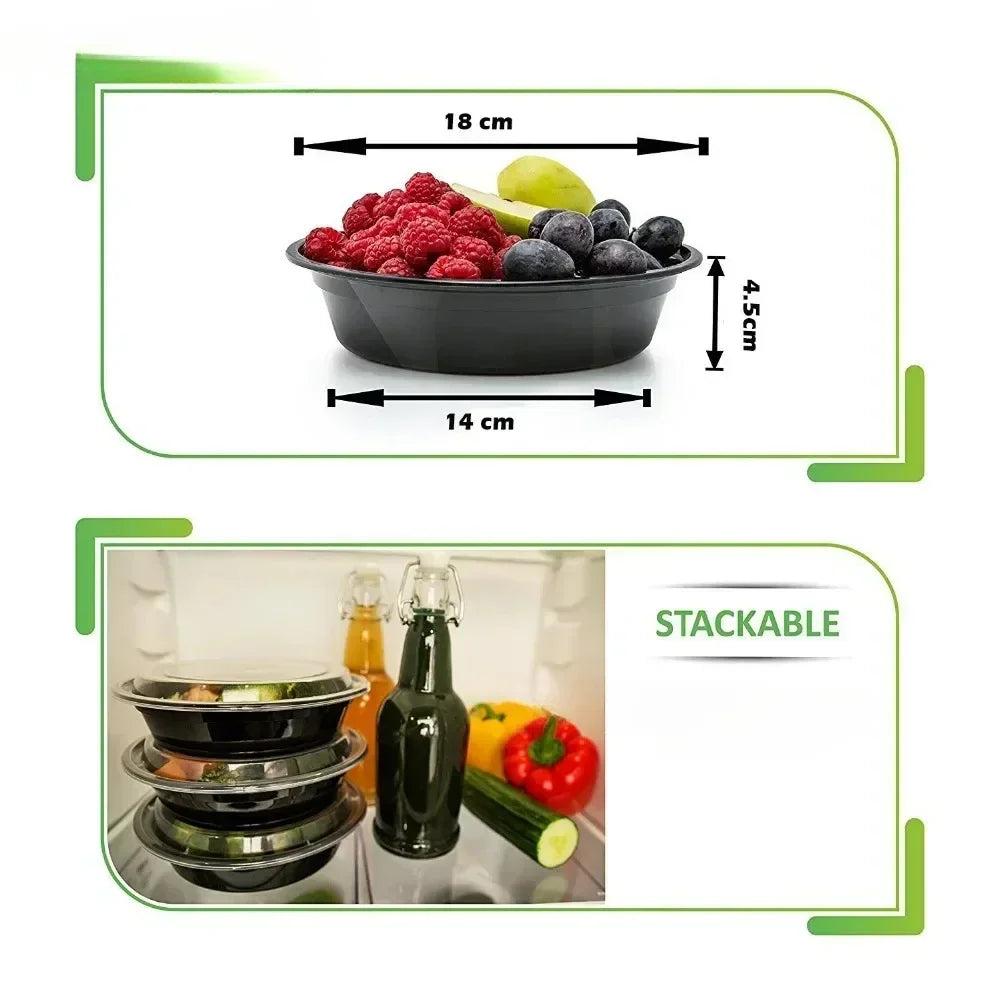 Meal Prep Containers Plastic Food Containers with Lids Outdoor Portable Bento Lunch Box, 1Compartment Round/square Lunch Box - Fields Of Fitness