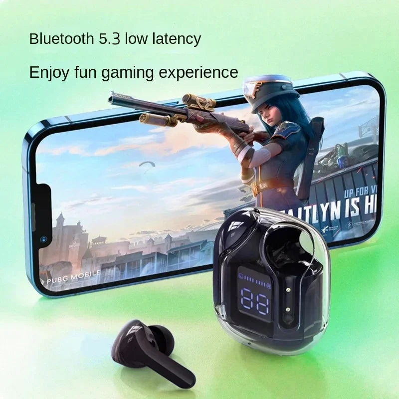 True Wireless Bluetooth 5.3 Transparent Headset with LED Digital Display Stereo Sound TWS ENC Earphones Mic for Sports Working - Fields Of Fitness