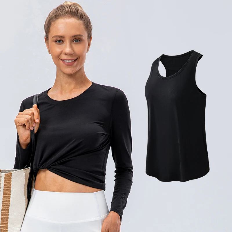 Women Sport tank Tops Loose Yoga Tops Quick Dry Workout Sport Tops For Women Fitness Sport Yoga Shirt - Fields Of Fitness