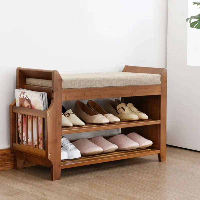 Shoe Storage Rack Bench With Double Layer Cushion Seat Living Room Shoe Organizer Entryway Storage Hallway Furniture Shoe Stool - Fields Of Fitness