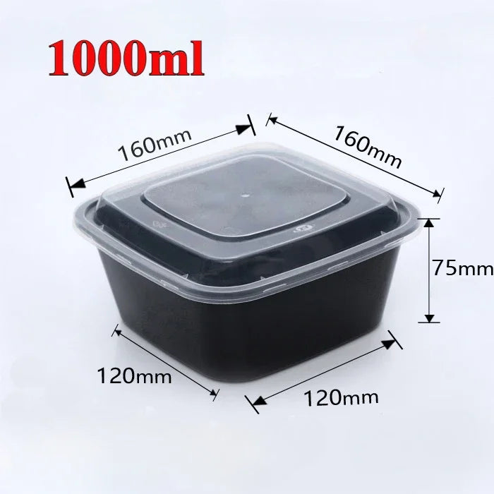 Meal Prep Containers Plastic Food Containers with Lids Outdoor Portable Bento Lunch Box, 1Compartment Round/square Lunch Box - Fields Of Fitness