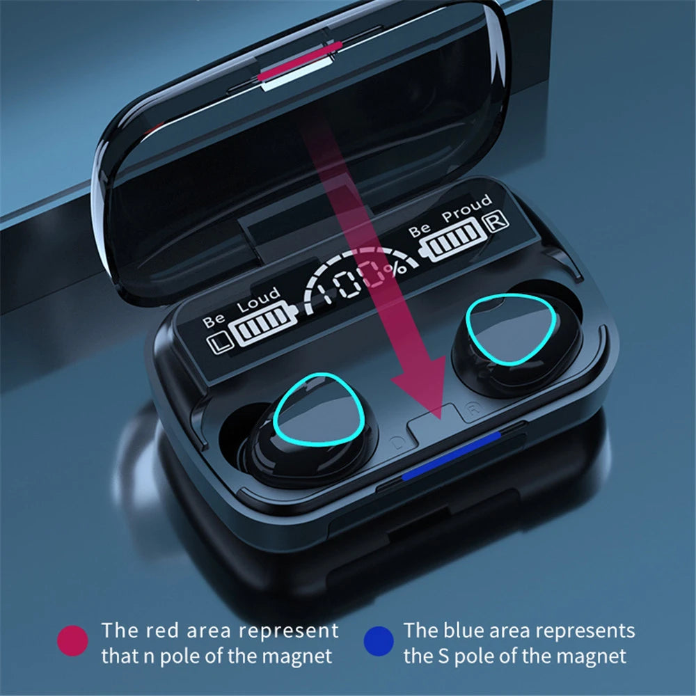 Bluetooth 5.3 Headphones Wireless Earphones HiFi Stereo Waterproof Noise Reduction Earbud LED Display Headsets Charge your phone - Fields Of Fitness