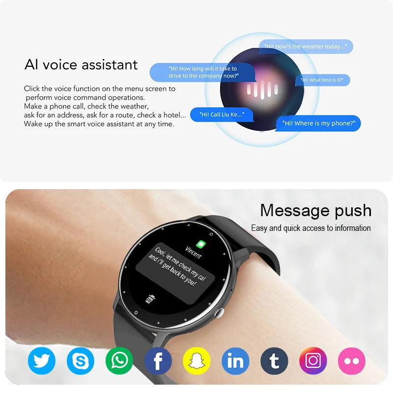 LIGE Smart Watch Women Men Full Touch Screen Bluetooth 5.2 Call Waterproof Watches Sports Fitness Tracker Factory IP67 ZL02 New - Fields Of Fitness