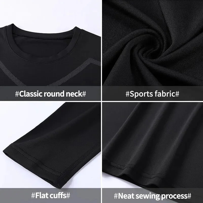 Quick Drying Tight Fitting Suit For Men'S Long Sleeved Sports Cycling Top, Running, Fitness, Football Training, Basketball Shirt - Fields Of Fitness