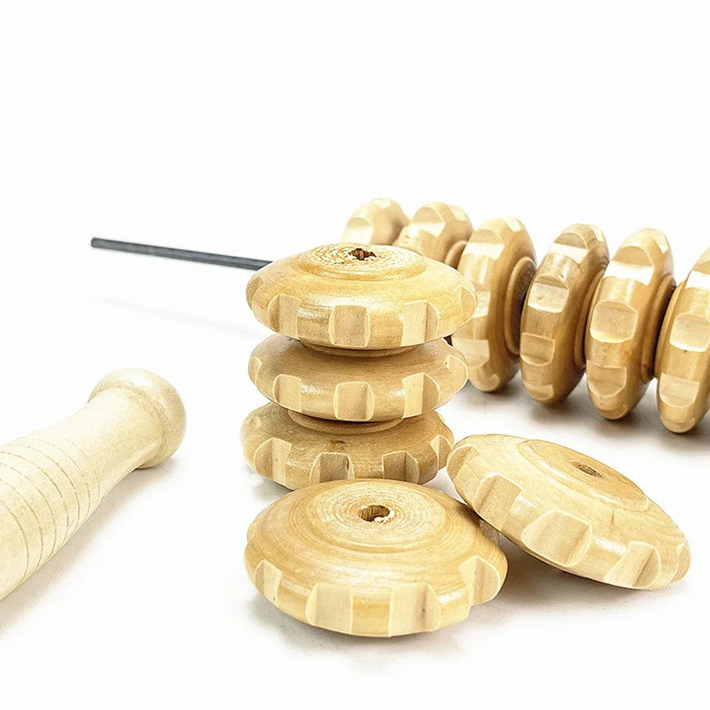 12 Rollers Wooden Curved Massager Handheld Roller Stick, Trigger Point Body Therapy Massager for Belly Waist Muscles Pain Relief - Fields Of Fitness