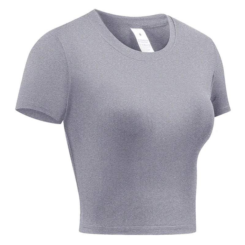 Women's Compression Shirt Short Sleeve Athletic Yoga Running T-Shirt Summer Gym Workout Quick Dry Stretchy Tees Tops Baselayer - Fields Of Fitness
