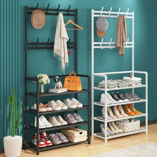 Clothes Hanger Multi-Layer Shoe Rack Doorway DIY Hat And Shoes Shelf Simple Floor-Standing Living Room Organizer Storage Racks - Fields Of Fitness