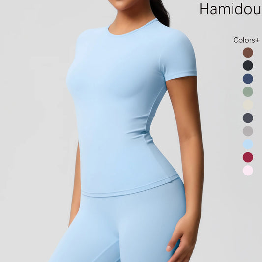 Workout Dry Fit Breathable High Elastic Sports Top Gym Fitness Wear T-shirt Women Casual Outdoor Top - Fields Of Fitness