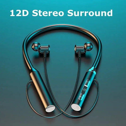 Wireless Headphones Bluetooth 5.0 Neckband Earphones Silicone Hifi 9D Stereo Sports Headset Halter Waterproof Magnetic Earbuds - Fields Of Fitness