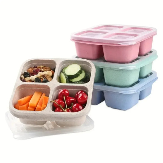 Snack Box with Four Transparent Lids, Snack Container, Food Box for Fresh-keeping Snacks, Lunch Box, Dried Fruit Box, Adult Meal - Fields Of Fitness