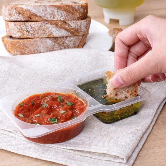 5/10/15/20Pcs 2 Compartment Snack Containers With Lids Travel Snack Organizer Takeout Portable Seasoning Sauce Box - Fields Of Fitness