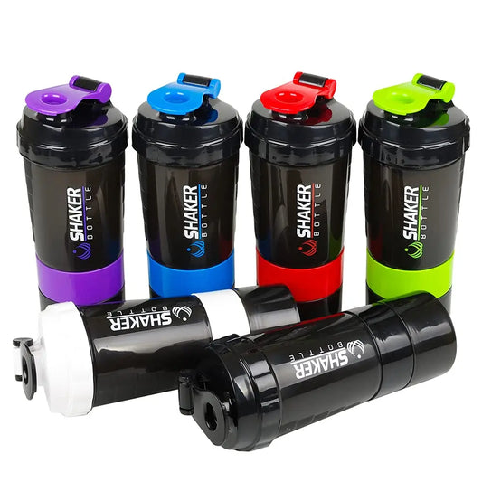3 Layers Shaker Protein Bottle Powder Shake Cup Large Capacity Water Bottle Mixing Cup Body Building Exercise Mixing Bottle - Fields Of Fitness