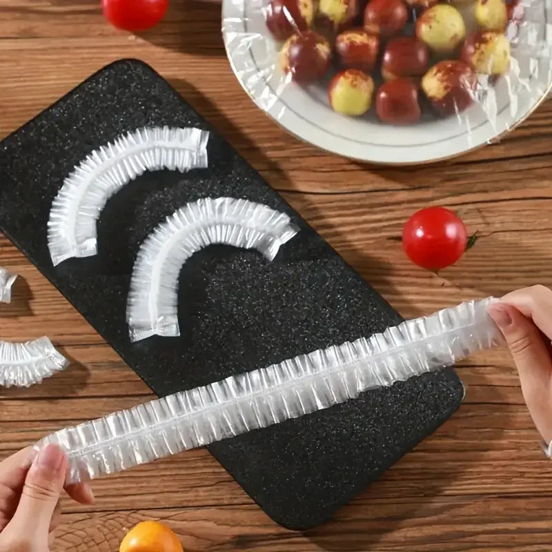 100pcs Disposable Food Cover Saran Wrap Bowel Cover Food Grade Fresh-keeping Plastic Bag Kitchen Storage Accessories - Fields Of Fitness