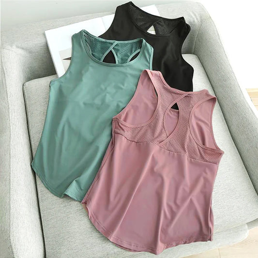 Summer Quick Dry Tank Top Thin Section Mesh Backless Loose Casual Versatile Camisole Yoga Sports T-Shirt Fitness Running Vest - Fields Of Fitness