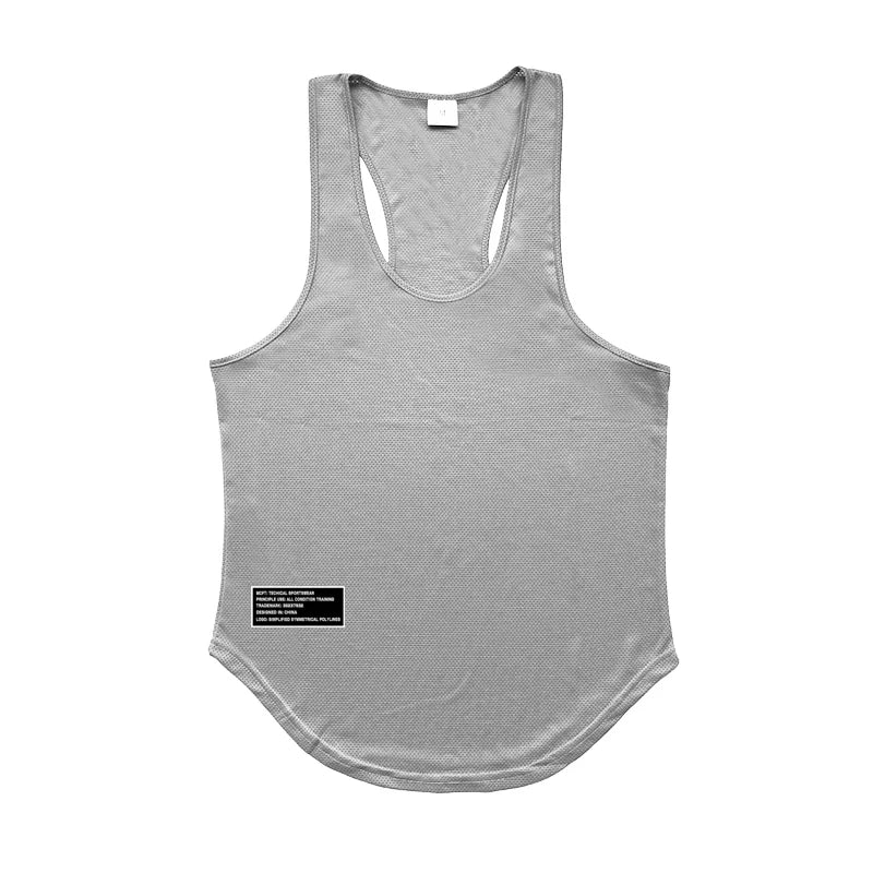 Quick Dry Summer Fitness Tank Top Men Bodybuilding Gym Clothing Fitness Sleeveless Shirt Slim Fit Vests Mesh Singlet Muscle Tops - Fields Of Fitness