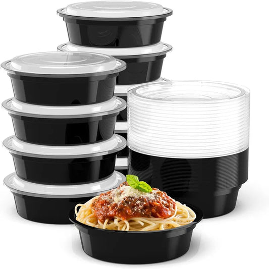 10 Packs 24OZ Meal Prep Container Round Disposable Containers with Lids Bento Box Adult Lunch Box Microwave and Freezer Safe - Fields Of Fitness