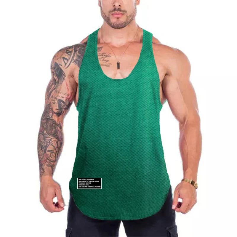 Quick Dry Summer Fitness Tank Top Men Bodybuilding Gym Clothing Fitness Sleeveless Shirt Slim Fit Vests Mesh Singlet Muscle Tops - Fields Of Fitness