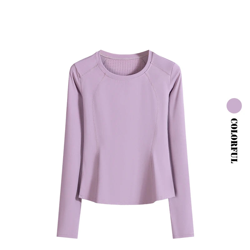 DRUR Yoga Tops Long Sleeve Round Neck Quick Dry Sports Jacket Women Gym Clothes Jogger Running Tops With Pockets Workout Shirts - Fields Of Fitness