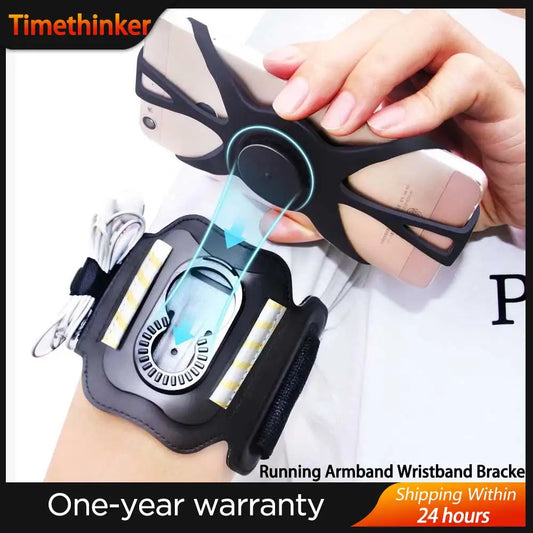 Running Armband Wristband Bracke 360° Swivel Cell Phone Holder for 4-7 Inch Smartphone Card Pouch for Running, Cycling - Fields Of Fitness
