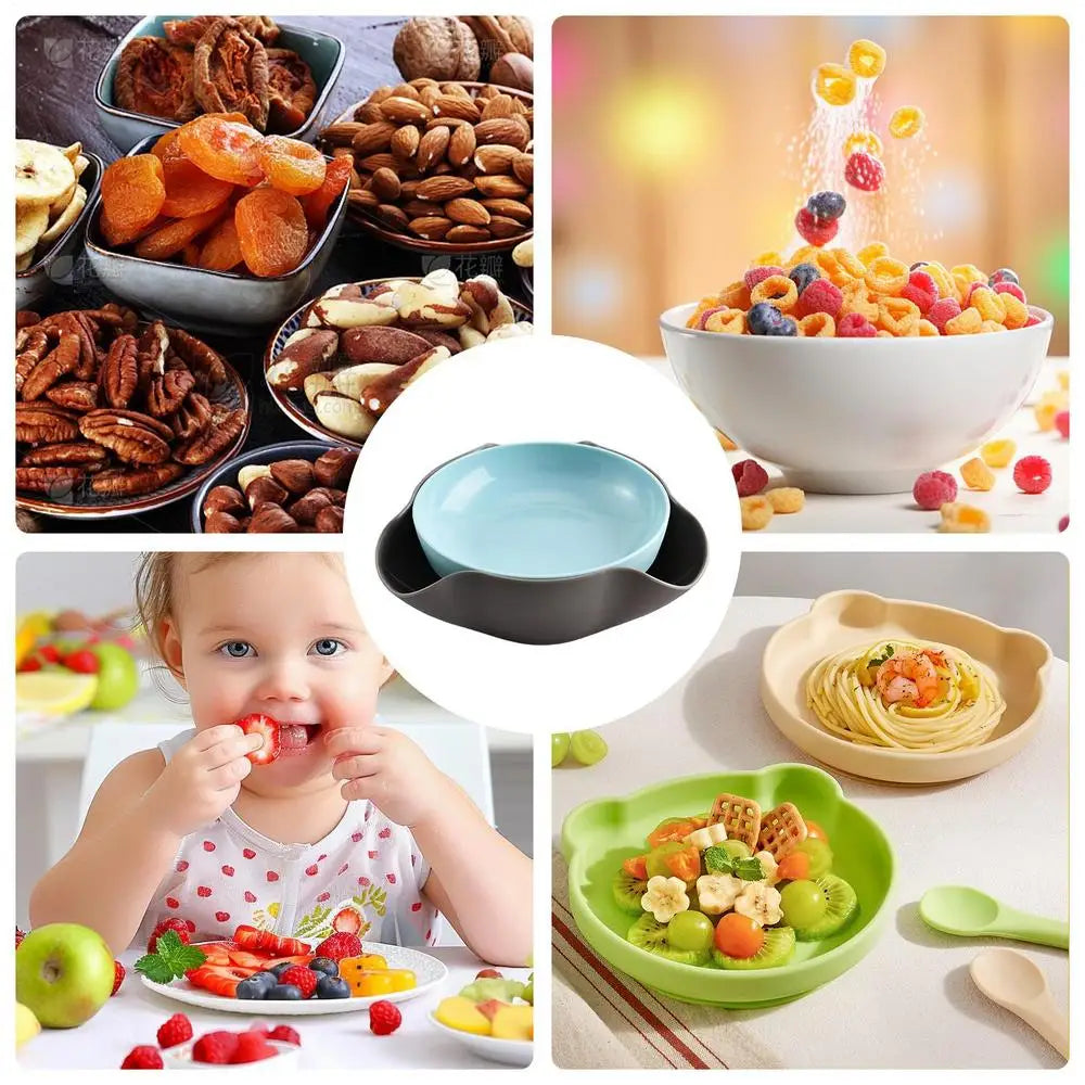 Snack Bowls Double Layer Dish Nut Serving Storage Bowl Double Layer Pistachios Bowl with Nut Shell for Cherries Popcorn - Fields Of Fitness