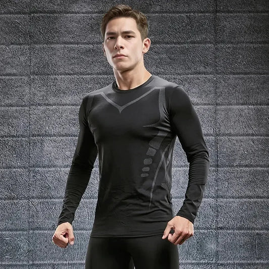 Quick Drying Tight Fitting Suit For Men'S Long Sleeved Sports Cycling Top, Running, Fitness, Football Training, Basketball Shirt - Fields Of Fitness