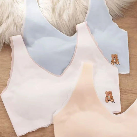 2pcs Sports Bras Women Ice Silk Comfortable Breathable Suitable For Girls Without Steel Rings Vest Bra Fashionable Lightweight - Fields Of Fitness