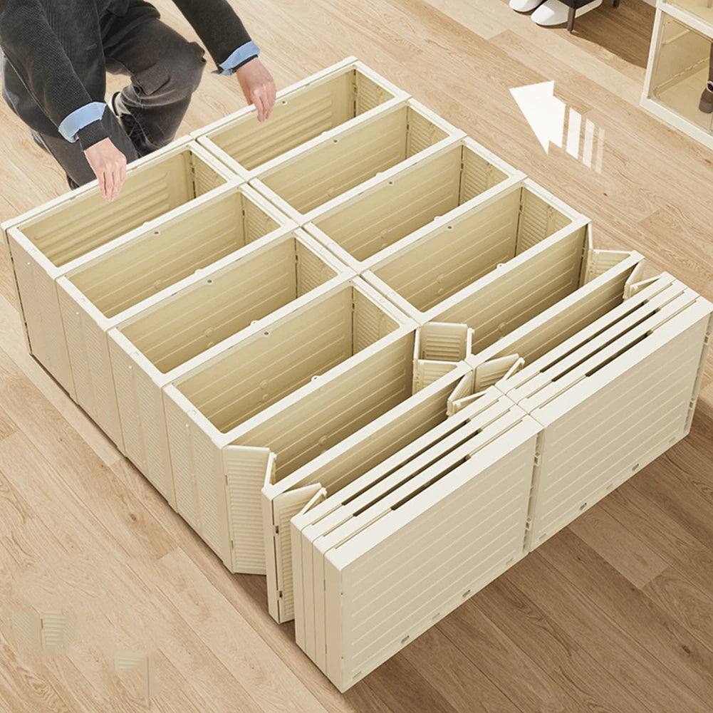 Clear Shoe Storage Cabinet Foldable 8 Layers Shoe Container Box Easy Assembly Large Size Shoe Rack Stackable Shoe Rack Organizer - Fields Of Fitness