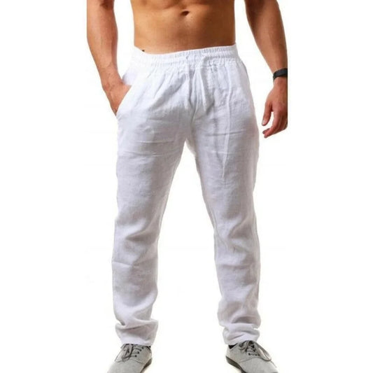 Men's Cotton Linen Pants Male Autumn New Breathable Solid Color Linen Trousers Fitness Streetwear S-3XL - Fields Of Fitness