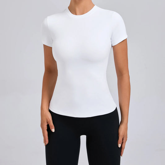 Women Top Yoga Shirts Quick Dry Running Tops Tights Push Up Workout Gym Clothes Short Sleeve Fitness Sports T-Shirts - Fields Of Fitness
