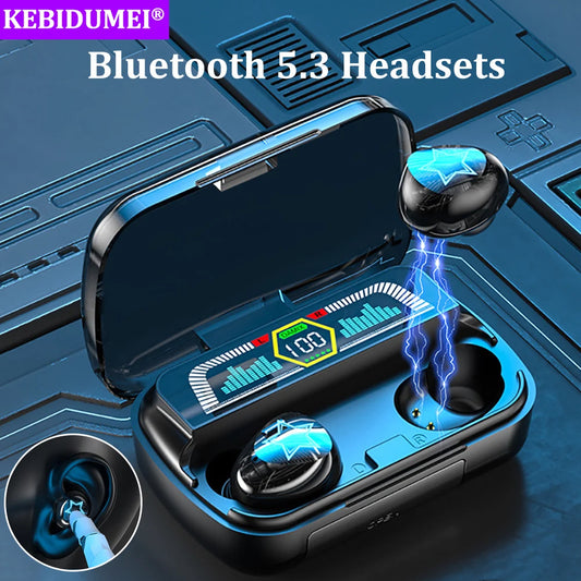 Bluetooth 5.3 Headphones Wireless Earphones HiFi Stereo Waterproof Noise Reduction Earbud LED Display Headsets Charge your phone - Fields Of Fitness