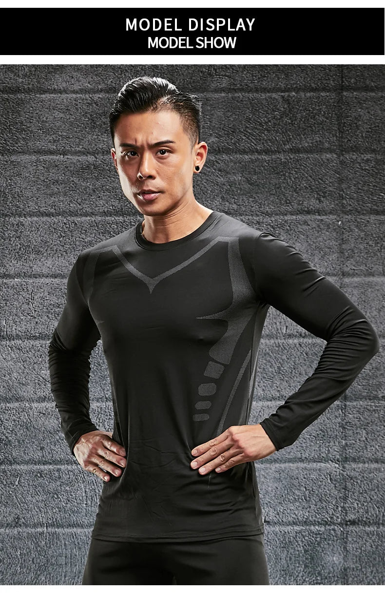 Quick Drying Tight Fitting Suit For Men'S Long Sleeved Sports Cycling Top, Running, Fitness, Football Training, Basketball Shirt - Fields Of Fitness