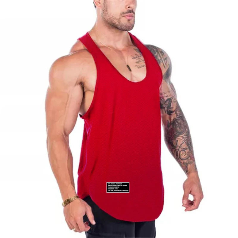 Quick Dry Summer Fitness Tank Top Men Bodybuilding Gym Clothing Fitness Sleeveless Shirt Slim Fit Vests Mesh Singlet Muscle Tops - Fields Of Fitness