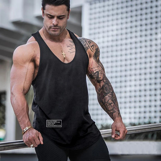 Quick Dry Summer Fitness Tank Top Men Bodybuilding Gym Clothing Fitness Sleeveless Shirt Slim Fit Vests Mesh Singlet Muscle Tops - Fields Of Fitness