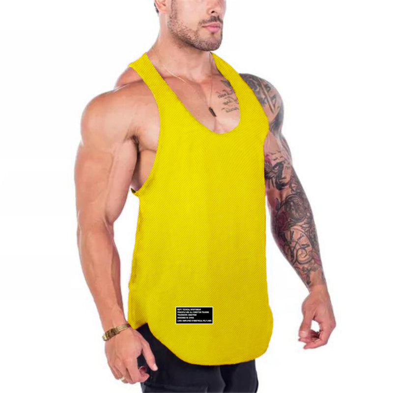 Quick Dry Summer Fitness Tank Top Men Bodybuilding Gym Clothing Fitness Sleeveless Shirt Slim Fit Vests Mesh Singlet Muscle Tops - Fields Of Fitness