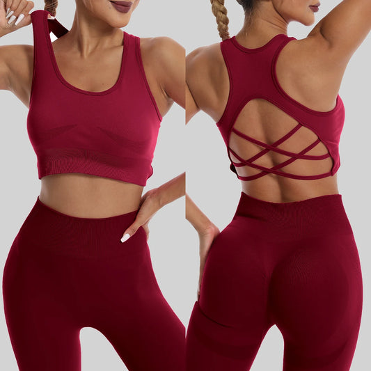 Seamless High Waist Leggings Tracksuit for Women, Yoga Sets, Sportswear, Workout, Sports Bra, Gym Clothing - Fields Of Fitness