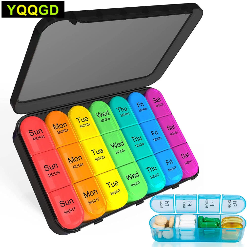 Weekly Pill Organizer,Daily Pill Box 7 Day,Large Travel Pill Case with 21 Compartment to Hold Medicine,Vitamin and Supplement - Fields Of Fitness