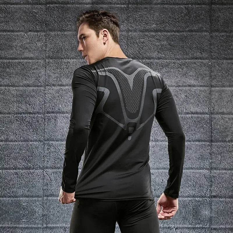 Quick Drying Tight Fitting Suit For Men'S Long Sleeved Sports Cycling Top, Running, Fitness, Football Training, Basketball Shirt - Fields Of Fitness